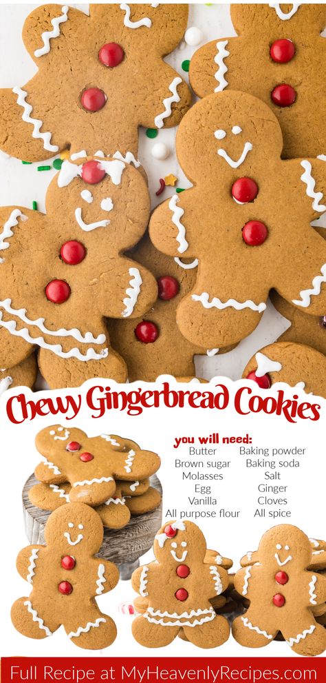 gingerbread cookies Gingerbread Boys And Girls Cookies, Easy Chewy Gingerbread Cookies, Crisp Gingerbread Cookies, Easy Cookies To Make, Waffle Iron Cookies, Make Gingerbread Cookies, Gingerbread Ingredients, Easy Gingerbread Cookie Recipe, Homemade Gingerbread Cookies