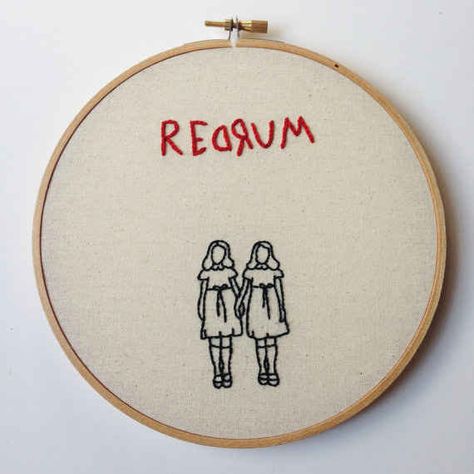 This Shining embroidery art because Danny Torrance is their spirit animal. The Shining Embroidery, Film Embroidery, 90s Embroidery, Grady Twins, Danny Torrance, Kids Embroidery, Creepy Kids, Halloween Embroidery, Wooden Hoop