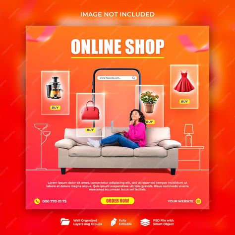 Premium PSD | Creative online shop social media design Shop Social Media Design, Fire Horse, Media Design, Social Media Design, Online Shopping, Online Shop, Social Media, Mask, Media