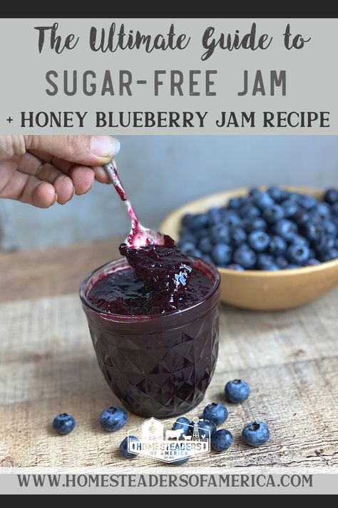 Homemade Cherry Sauce, Sugar Free Jam Recipes, Jam Without Pectin, Jam Canning, Blueberry Jelly, Blueberry Jam Recipe, Sugar Free Jam, Canning Jam, Cherry Sauce