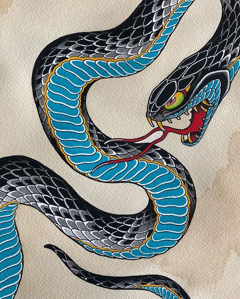 @tradition_tattoo_brisbane Tradition Tattoo, Snake Tattoo Meaning, Japanese Snake, Traditional Snake Tattoo, Brisbane Tattoo, Japanese Snake Tattoo, Traditional Japanese Tattoo Designs, Cobra Tattoo, Tattoo Snake