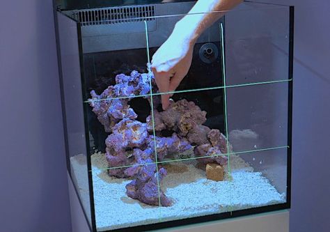 Nano Reef Tank Aquascaping, Salt Water Tank Ideas, Rock Aquascape, Rock Design Ideas, Reef Aquascape, Reef Aquascaping, Reef Tank Aquascaping, Nano Reef Tank, Aquarium Craft