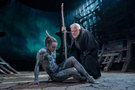 Simon Russell Beale as Prospero and Mark Quarterly as Ariel, in The Tempest. Photo by Topher McGrillis © RSC. The Tempest Shakespeare, Shakespeare Birthday, Shakespeare Theatre, Royal Shakespeare Company, The Tempest, Stratford Upon Avon, Shakespeare Plays, Motion Capture, Theatre Life