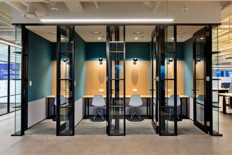 Phone Booth Design Ideas and Inspiration | Office Snapshots Wallpaper Design For Phone, Office Booth, Coworking Space Design, Google Office, Phone Booth Office, Company Office, Coworking Office, Office Pods, Traditional Office