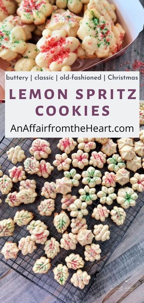 Lemon Spritz Cookies, Simple Cookie Dough Recipe, Christmas Spritz, Christmas Cookies Exchange, Lemon Spritz, Christmas Spritz Cookies, Current Recipes, Spritz Cookie Recipe, Bakers Delight