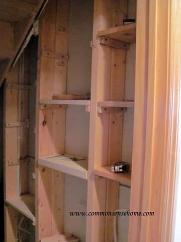 Stud Shelving, Stud Storage, Build Shelves, Garage Organization Shelves, Shed Shelving, Pantry Garage, Organization Shelves, Storage Shed Organization, Diy Storage Shed