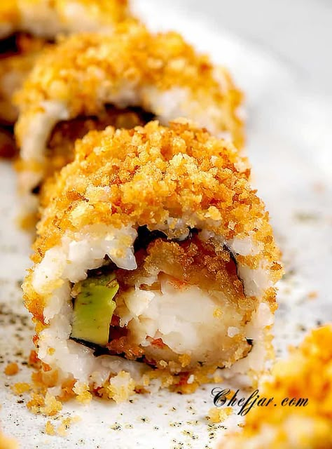 Crunchy Roll Sushi Recipe (California Roll) - Chefjar Crunchy California Roll Sushi Recipe, New York Crunch Roll Sushi Recipe, Lion King Roll Sushi Recipe, Sushi Recipes Crunchy Roll, Types Of Sushi Rolls Recipes, Chicken Tempura Roll Sushi Recipe, Super Crunchy Roll Sushi, Yam Roll Sushi, Homemade California Rolls Sushi Recipes