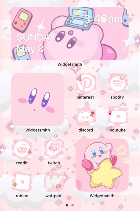 Kirby Widgetsmith, Kirby Phone Layout, Kirby Iphone Theme, Kirby Homescreen Layout, Kirby Themed Phone, Kirby Ios, Kirby Lockscreen, Kirby Homescreen, Kirby Widgets