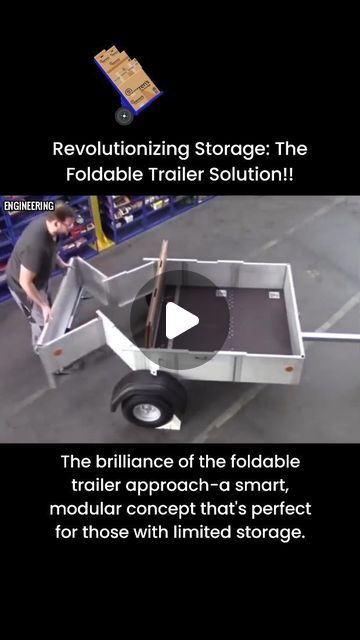 Kiran Kumar on Instagram: "Revolutionizing Storage: The Foldable Trailer Solution!!  Imagine a trailer that folds away when not in use, saving you space and hassle. That's the brilliance of the foldable trailer approach-a smart, modular concept that's perfect for those with limited storage.  These trailers are designed to be sturdy when in use, yet compact enough to tuck away in a garage or shed, taking up no more space than a large suitcase.  Whether you're a weekend warrior needing to haul gear, a small business owner transporting goods, or simply looking for a convenient way to move items, the foldable trailer is the space-saving solution you've been looking for.  #storage #trailer #compatible #foldable #innovation #future #spacemanagement #solutions" Small Trailer Ideas, Expandable Trailer, Small Cargo Trailers, Folding Utility Trailer, Foldable Trailer, Camping Gear Trailer, Yard Renovation, Diy Trailer, Folding Campers