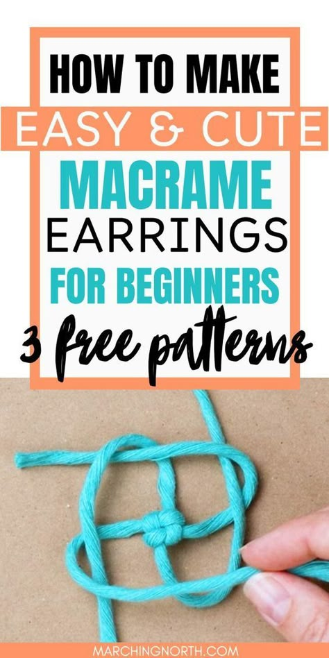 Learn how to make crazy easy boho macrame earrings in this step by step tutorial and video! You can whip these earrings up in just a few minutes- they make great gifts and they're the perfect accessories for your outfit! | macrame jewelry diy | DIY earrings easy | DIY macrame earrings tutorials | micro | tutorial videos Small Macrame Projects, Keychain Diy Easy, Easy Jewelry Making Ideas, Diy Earrings Dangle, Diy Macrame Earrings, Cuffs Diy, Macrame Earrings Tutorial, Earrings Diy Handmade, Macrame Jewelry Tutorial