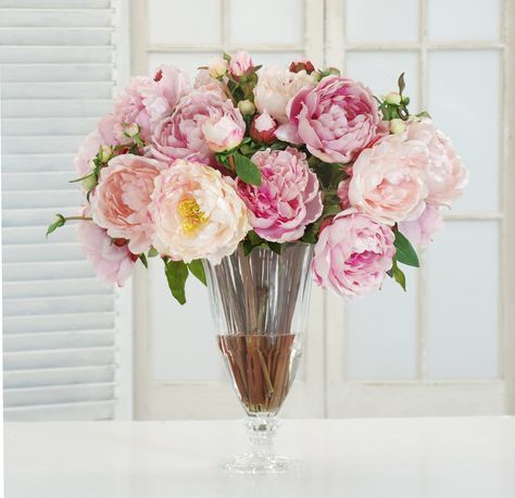 Trendy Ways to Add Pink in Your Home Hollyhocks Flowers, Pink Spring Flowers, Peonies And Hydrangeas, Silk Arrangements, Flowers In Vase, Faux Floral Arrangement, Deco Decor, Pink Spring, Art House