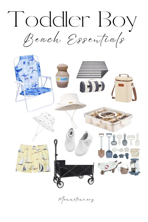 The CUTEST toddler beach essentials for boys- Everything you need to keep your little one busy all afternoon and minimize meltdowns Beach Essentials For Toddlers, Toddler Beach Essentials, Beach Theme Gifts, Birkin Mom, Toddler Beach, Toddler Essentials, Toddler Boy Gifts, Free Day, Free Beach