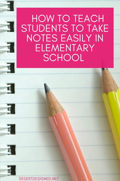 How to teach students note-taking skills with step-by-step instructions and tips and advice from a fifth grade teacher. Taking notes is a life-long skill and we show you how to ease your students into the note-taking process. These tips are great for elementary, middle school, and high school students who are new to note-taking or struggle with taking notes. #notetaking #takingnotes #teachingnotetaking How To Teach Note Taking Middle School, Note Taking Strategies Elementary, Avid Note Taking Strategies, Teaching Note Taking Elementary, Teaching Note Taking, Note Taking Skills, 3rd Grade Note Taking, Teaching Note Taking Middle School, Middle School Note Taking