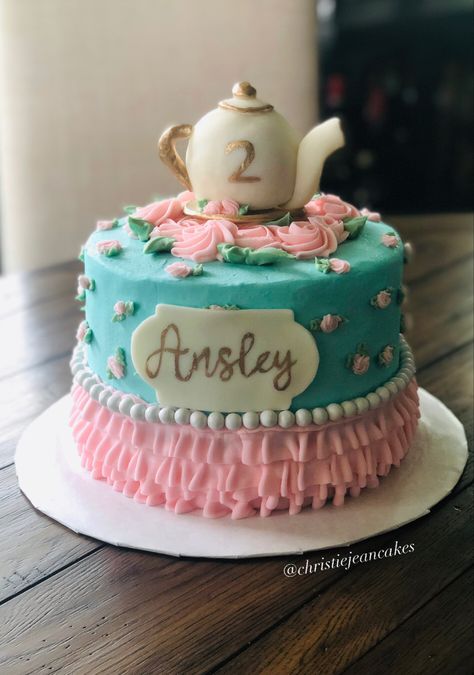 Two For Tea Party 2nd Birthday Cake, Tea Party 3rd Birthday Cake, Tea For Two Cake Ideas, Tea Time Birthday Cake, Tea Party Birthday Cake Ideas, Tea For 2 Birthday Cake, Teapot Birthday Cake, Tea For Three Birthday Cake, Tea Party Cake Ideas Girl Birthday