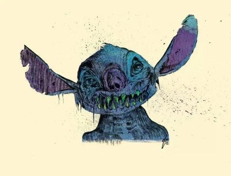 Stitch Evil Stitch, Cute Disney Characters, Stitch Tattoo, Punk Disney, Zombie Disney, Stitch Art, Creepy Halloween, Halloween Movies, Stitch Disney