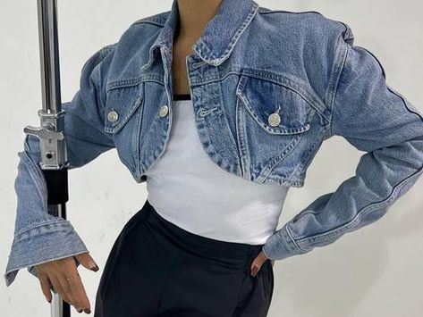 29 Cool Fall Fashion Items to Shop Right Now | Who What Wear Denim Bolero Jacket, Cropped Denim Jacket Outfit, Denim Shrug, Cropped Jacket Outfit, Oversized Poplin Shirt, Pixie Market, Demin Jacket, Jean Jacket Outfits, Denim Jacket Outfit