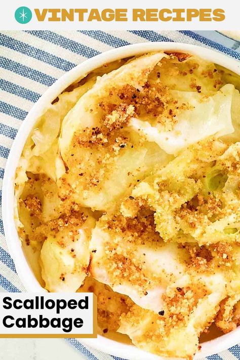 Scalloped Cabbage, Potato Soup Crock Pot Easy, Baked Corned Beef, Creamed Cabbage, Cabbage Side Dish, Breadcrumb Topping, Cabbage Casserole Recipes, Baked Cabbage, Au Gratin Recipes