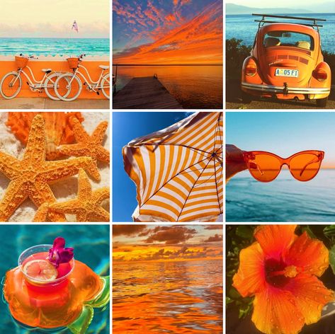 Orange Summer Aesthetic, Orange Moodboard, Tropical Moodboard, Surfer Aesthetic, Adopt Idea, Orange Aesthetic, Neon Aesthetic, Surrealism Photography, Orange Beach