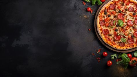 Cooking Delicious Top View Of Pizza On A Textured Gray Background Concept#pikbest#Backgrounds#Others Pizza Image, Pizza Background, Beef Pizza, Pizza Drawing, Easter Cooking, Food Background, Cooking Pizza, Beef And Rice, Pizza Place