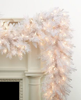 White Garland, Crystal Garland, Silver Christmas Decorations, A White Christmas, White Christmas Decor, Kurt Adler, Christmas Mantels, Crystal White, Crystals In The Home