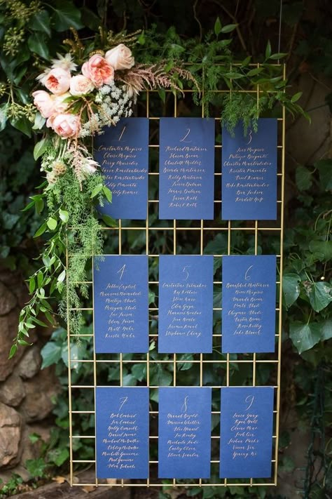 Rustic Seating Charts, Classic Blue Wedding, Blue And Gold Wedding, Reception Seating Chart, Table Seating Chart, Wedding Reception Seating, Wedding Color Trends, Reception Seating, Breakfast At Tiffany's