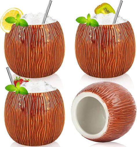 LINALL Ceramic Mug Coconut Shape Mug For Gifts Cups And Mugs Collections New Year Decoration Tiki Mug (520ml/17oz) (4 pack) : Amazon.ca: Home Tiki Mug, New Year Decoration, Antique Hardware, Tropical Landscaping, New Years Decorations, Resort Style, Cups And Mugs, Home Kitchen, Bungalow