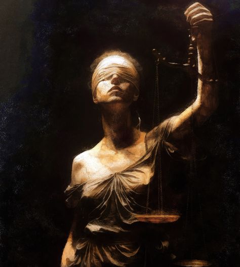 No Justice. #digitalpainting #digitalart #ladyjustice #blindfold #scales #art #artprint #samaelfinearts Blind Justice Art, Woman Holding Scales Of Justice, Blindfolded Art, Justice Painting, Scales Drawing, Justice Sculpture, Scales Art, Blind Justice, Procreate Ideas