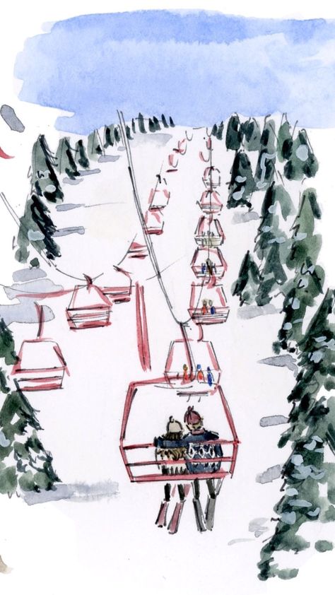 Ski Drawing, Riley Sheehey, Ski Art, Christmas Card Art, Diy Watercolor Painting, December 22, Watercolor Inspiration, Holiday Weekend, Christmas Watercolor