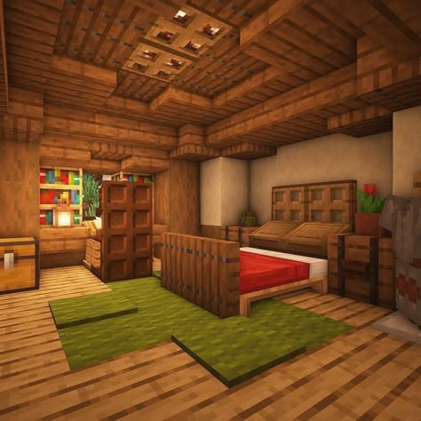 Minecraft Large Interior, Castle Bedroom Minecraft, Minecraft Loft Bedroom Ideas, Mc Bedroom Ideas, Minecraft Small Interior, Minecraft Small Bedroom, Small Minecraft Bedroom, Bedrooms Minecraft, Minecraft Bedroom Interior