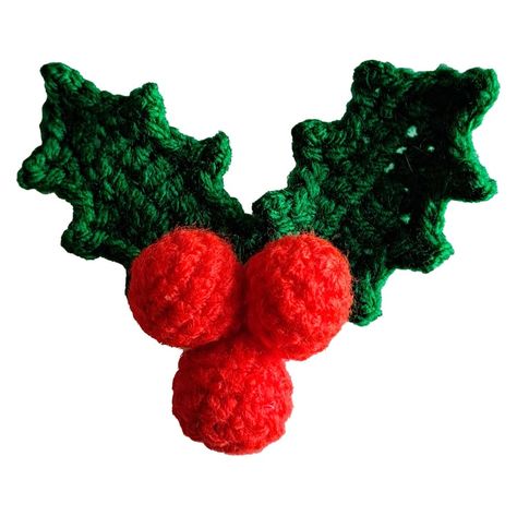 *FREE* Holly Decoration Pattern - Payhip How To Crochet Holly Leaves, Crochet Christmas Holly Free Pattern, Crochet Holly Berry Free Pattern, Crochet Holly Leaves Free Pattern, Holly Leaf Crochet Pattern Free, Crochet Holly Leaf, Mistletoe Crochet Pattern Free, Crochet Berries Free Pattern, Crochet Mistletoe Pattern Free