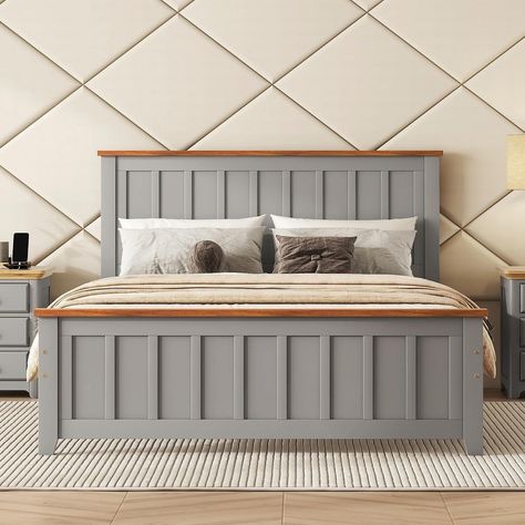 Classic Wood Platform Bed with Headboard and Footboard - Bed Bath & Beyond - 40755558 Bed Vintage, Simple Bed Frame, Wood Platform Bed Frame, Wooden Platform Bed, Queen Platform Bed, Simple Bed, Wood Bed Frame, Wooden Bed Frames, Wood Headboard