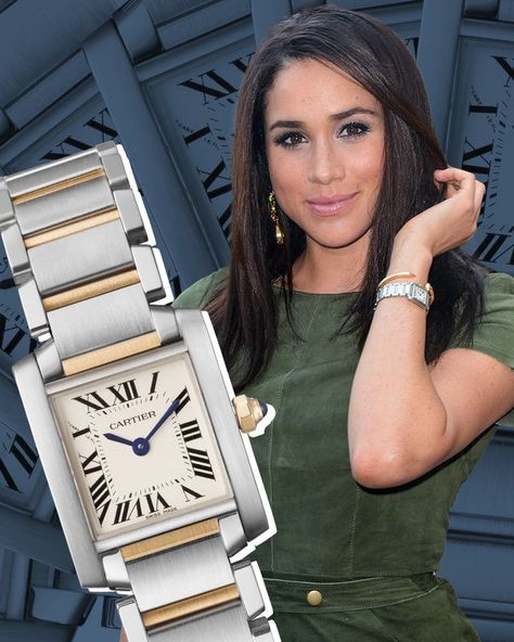 Cartier Watch Tank Francaise, Best Womens Watches, Best Women Watches, Womens Cartier Watch, Celebrity Watches Women, Classic Womens Watch, Investment Watches Women, Meghan Markle Watch, Cartier Tank Watch Woman Outfit