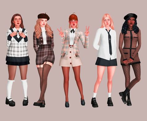 #sims4 #simslookbook #lookbook Downtown Sims 4 Cc Clothes, Sims 4 Cc Nerdy Clothes, Highschool Mod Sims 4, Sims Preppy Cc, Sims 4 Nerdy Clothes, Ts4 Cc Preppy Clothes, Sims 4 Preppy Cc Maxis Match, Sims 4 Outfits Ideas, Downtown Sims 4 Cc