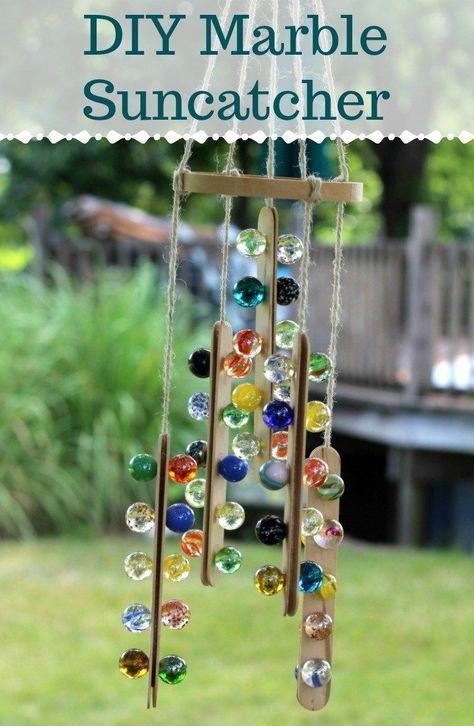 Diy Marble Crafts, Wind Chimes Homemade, Suncatcher Diy, Marbles Crafts, Diy Suncatchers, Crafts For Teens To Make, Diy Marble, Diy Wind Chimes, Crafts For Seniors