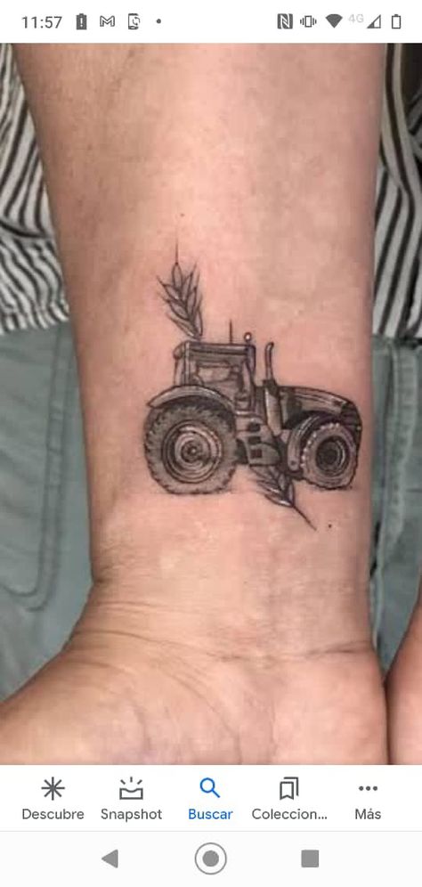 Farm Tattoos For Women, Tractor Tattoo, Farm Tattoo, Agriculture Tractor, Small Tattoos, Tractor, Tatting, Tattoo Designs, Tattoos