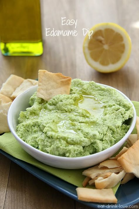 Easy Edamame Dip Edamame Dip Recipes, Edamame Dip, Guacamole Dip Recipes, Frozen Edamame, Making Healthy Food, Edamame Recipes, Dip Easy, Easy Dip, Edamame Beans