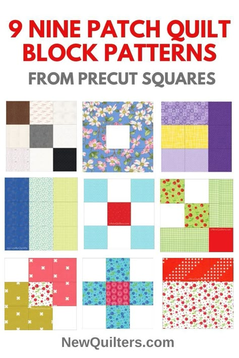 Basic Patchwork Patterns, Hip To Be Square Quilt Pattern, Precuts Quilt Patterns, Simple Quilt Blocks Patterns, 9 Block Quilt Patterns Simple, 2.5" Square Quilt Patterns, Easy Quilt Patterns For Beginners Free Nine Patch, 9 Patch Quilt Ideas Layout, Two Block Quilts Patterns