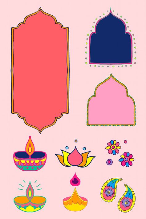 Diwali Elements Illustration, Happy Diwali Printable, Diwali Printables, Diwali Graphics, Register Decoration, Diwali Clipart, Diwali Vector, Diwali Wallpaper, Diwali Greeting