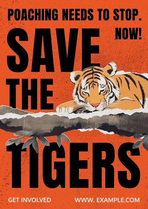 Save the tigers poster template and design | premium image by rawpixel.com / Boom Project Tiger Poster, Poster On Save Tigers, Save Tiger Poster Ideas Drawing, Save Animals Poster Design, Save Tiger Poster Drawing, Tiger Poster Design, Save The Tiger Poster, Save The Animals Poster, Save Tiger Poster Ideas