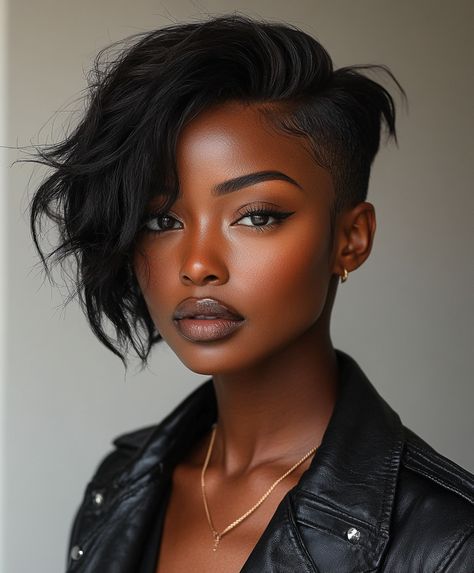 Braided Undercut Elegance Shaved Black Women Hairstyles, Very Short Hairstyle Women, Braided Undercut, Short Female Haircut, Curly Hair Shaved Side, Undercut With Braids, Undercuts For Black Women, Short Female Hairstyles, Mohawk Braid Styles