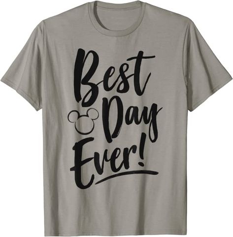 Amazon.com: Disney Mickey And Friends Best Day Ever Text T-Shirt : Clothing, Shoes & Jewelry Disney Shirts For Women, Mickey Silhouette, Head Silhouette, Womens Disney Shirts, Disney Day, Mickey Head, Friends Tshirt, T Shirt Image, Disney Park