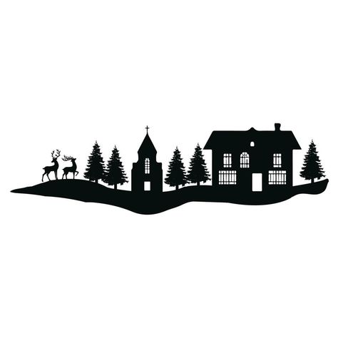 Christmas big Village design Christmas Village Drawing, Village Silhouette, Village Vector, Village Drawing, Village Design, Perfect Background, Free Vectors, Christmas Village, Silhouette Design