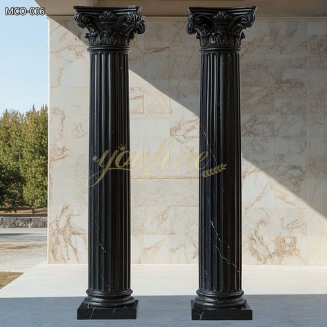 Marble Column - Marble Column | Pillar | Baluster - YouFine Black Columns, Classic Column, Doric Column, Marble Columns, Greek Style, Black Marble, Ancient Greek, Front Porch, Porch