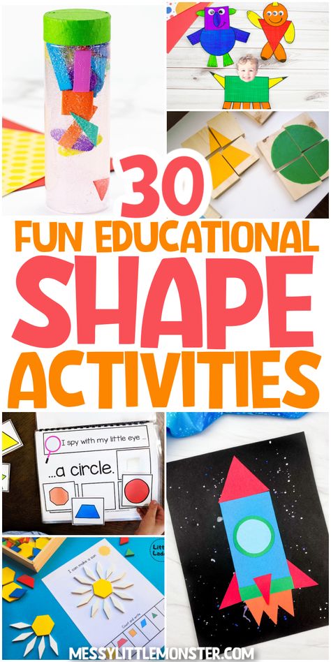 Pentagon Crafts Preschool Art Projects, Shapes Recognition Activities, Shapes Arts And Crafts For Preschool, 3d Activities For Preschool, Crafts With Shapes, Colors And Shapes For Toddlers, Toddler Shape Activities, Shape Activities Eyfs, Shapes Crafts For Kids