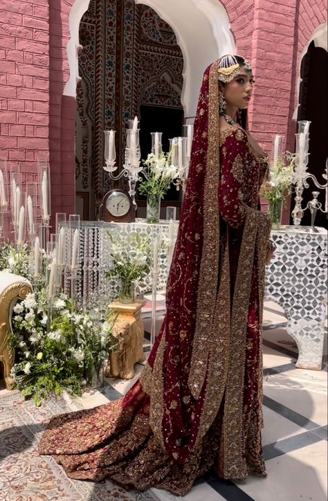 Maroon Asian Wedding Dress, Red Asian Bridal Dress, Red Wedding Dress Asian, Maroon Bridal Pakistani, Valima Bridal Dress Pakistan, Maroon Pakistani Bridal Dress, Baraat Dress Pakistani Bridal Wear, Baraat Dress, Pakistan Aesthetic