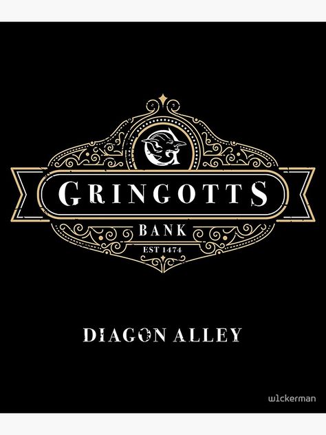 Gringotts Bank, Bank Logo, Banks Logo, Diagon Alley, Harry Potter Theme, Tag Art, Cotton Paper, Hogwarts, Greeting Card