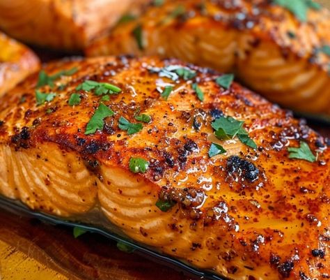 Cajun Honey Butter Salmon – Chloe foods Butter Poached Salmon, Cajun Salmon Recipes, Cajun Honey Butter Salmon, Honey Butter Salmon, Salmon Dinners, Louisiana Cooking, Fish Meals, Cajun Salmon, Cajun Butter