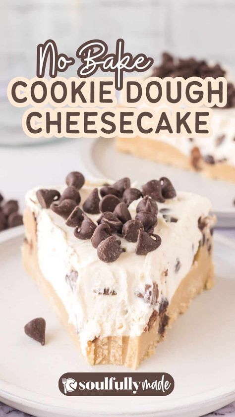 Easy No Bake Cookie Dough Recipes, Oreo Cookie Dough Cheesecake, Easy Desserts With Cookie Dough, No Bake Cookie Pie, Cheesecake With Cookie Dough Crust, Cookie Dough No Bake Cheesecake, No Bake Snickerdoodle Cheesecake, No Bake Cookie Cheesecake, Cookie Dough Crust Cheesecake