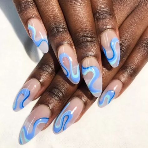 Blue Nail Ideas, Quartz Nail, Colorful Nails, Smink Inspiration, Blue Nail, Nagel Inspo, Nails Short, Short Acrylic Nails, Nail Arts