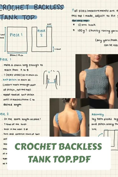 crochet backless tank top.pdf - Google Drive #crochettop Crochet Cup Top, Backless Crochet Top, Roving Yarn, Crochet Boho Top, Backless Tank Top, Backless Halter Top, Backless Top, Unique Crochet, Knit Stitch